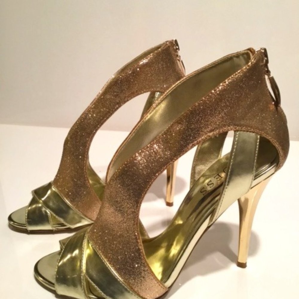 Guess Evening Heels, Gold - Size 7.5
